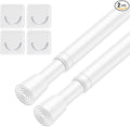 2Pack Tension Curtain Rod 26-39 Inch White No Drilling Spring Loaded Curtain Rods Adjustable Extendable Tension Rod for Window Closet Bookshelf Kitchen Bathroom