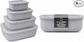 Set of 4 BPA Free Food Storage Containers with Vented Lids Assorted Sizes, Microwave & Freezer Safe, Leftovers, Meal Prep, Fridge Organization Dry Grains Storage (Light Gray)