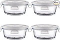 12oz Round Glass Food Containers With Lids, Small Round Glass Meal Prep Containers set,1.5 Cup Small Clear Food Storage Bowls BPA-Free, Microwave, Dishwasher, Freezer Safe（White）