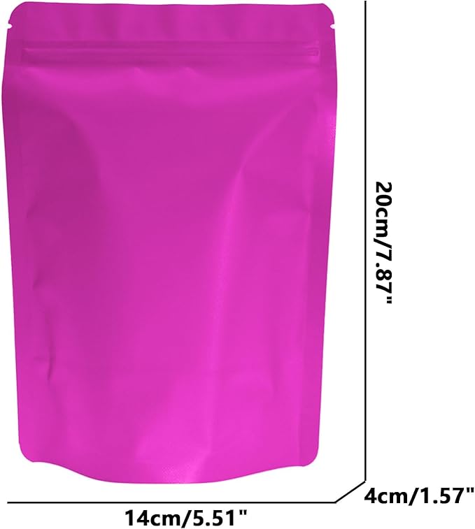 100PCS Smell Proof Resealable Pouch Bags,ULIFESTAR Aluminum Foil Flat Food Storage Bag,Sealable Pcsaging Zipper Pouches with Tear Notches for Pcsaging Lipgloss,Jewelry,etc(14*20cm/5.51*7.87",Purple)