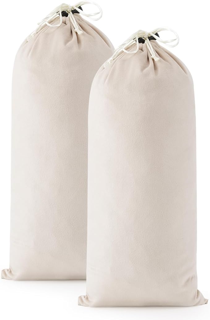 2 Pcs Single Shoe Bags for Travel, Dust Velvet Bags, Beige, 17.3x8.6 Inch | Washable & Reusable Travel Shoe Bags, Dustproof Shoe Bags with Drawstring Closure, Suitable for Travel, Home Storage