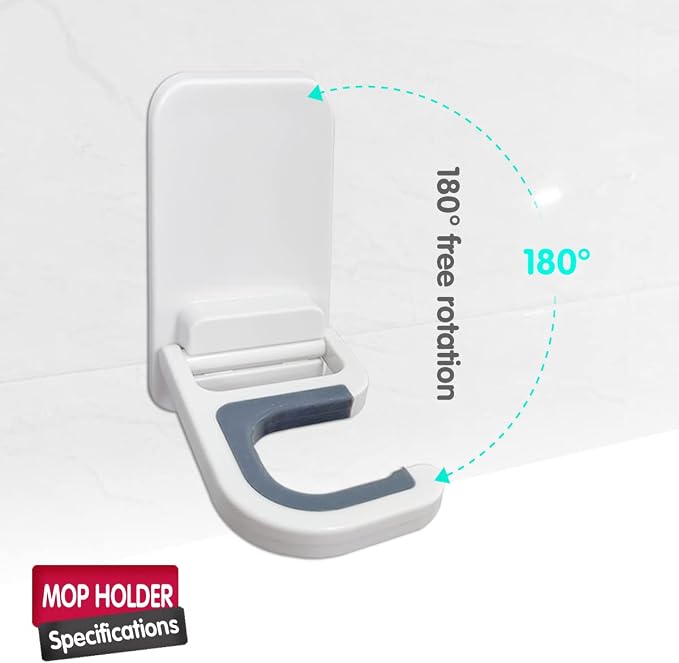 6 Pack Broom and Mop Holder Wall Mount, No-Drill Self-Adhesive Grippers | Secure Anti-Slip Grip Holds Brooms, Mops, Dustpans and Cleaning Tools, Freeing Floor Space and Keeping Them Easy to Reach