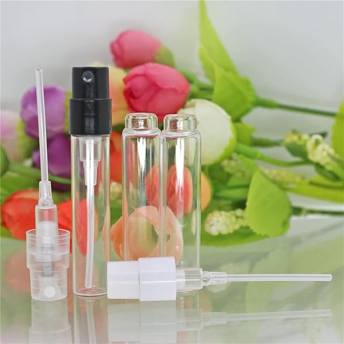 Mini Perfume Travel Refillable Bottle Cologne Sample Pocket Small Empty Glass Spray Bottles Travel Size Atomizer Bottle (50Pack-1.5ML)