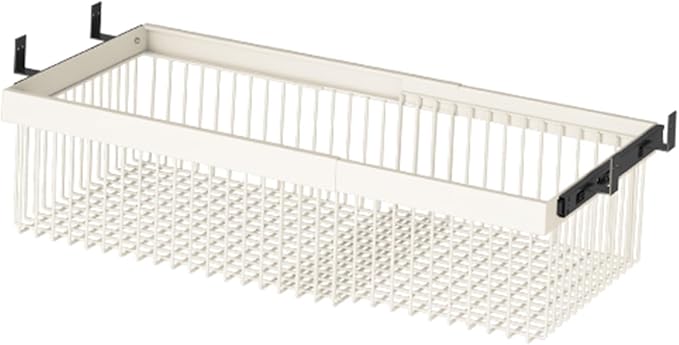 Closet Pull-Out Basket,Carbon Steel Stackable Storage Bins,Stackable Shelf Baskets Organizer,Adjusted Width for Bedroom Office Bathroom(27.95-46.06in)