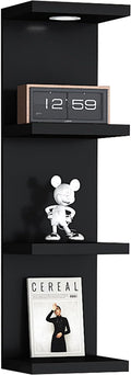 LitaEther Versatile 4 Tier Wall Shelf Unit,Black Lack Wall Shelf,Display Floating Shelf with LED Remote Control Light