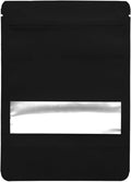 100PCS Foil Pouch Mylar Bags with Clear Window,ULIFESTAR Stand Up Sealable Bags with Tear Notches,Resealable for Food,Party Favors,Gift Packaging and Small Business(14 * 20cm/5.51 * 7.87",Black)
