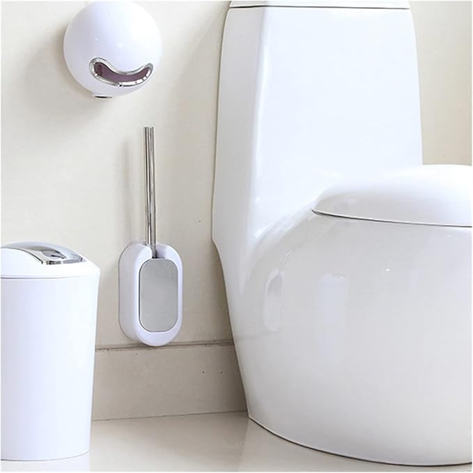 Bathroom Wall Mount Punch Free Storage Box Cleaning Long Handle Modern Toilet Brush Set Home Cleaning Brush (Color : White) (Yellow)