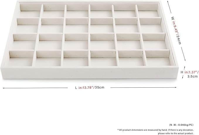 Oirlv Stackable 12 Girds Jewelry Trays Jewelry Storage Tray Showcase Display Organizer(13.8" X 1.4"X 9.4")
