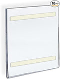 Azar Displays 122024 Self Adhesive Tape Clear Acrylic Wall Sign Holder Frame 5.5" W x 8.5" H - Portrait/Vertical, 10-Pack