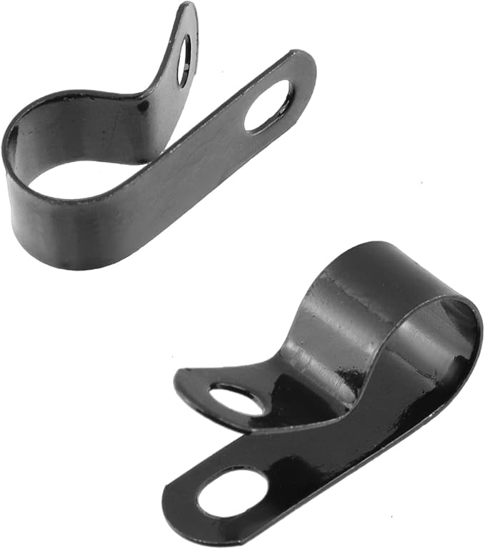 Antrader 100Pcs 0.47 Inch R-Type Fence Wire Clamps with Screws,Black | 12mm Agricultural Fencing Mounting Clips, Cable Management Cord Organizer for Vinyl, Wood or Metal Fence