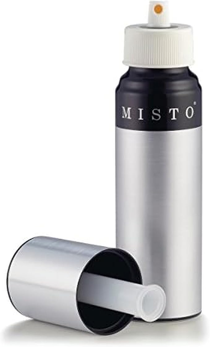 Misto Gourmet Olive Oil Sprayer, Satin Aluminum | Refillable, Non-Aerosol Pump Mister, For Cooking, Grilling, Salads and Baking, 1/3 Cup Capacity