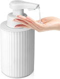 Automatic Soap Dispenser Liquid Touchless: 9oz White Plastic - Rechargeable Electric Smart Auto Hand Soap Dispenser - Dish Bathroom Kitchen
