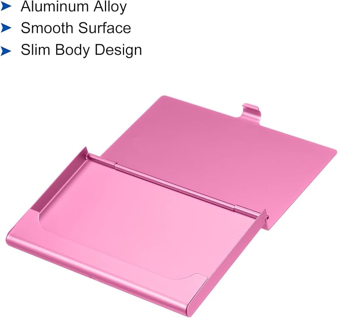 PATIKIL Business Card Holder, Aluminum Alloy Flip Cover Slim Name Cards Case for Women Men, Pink