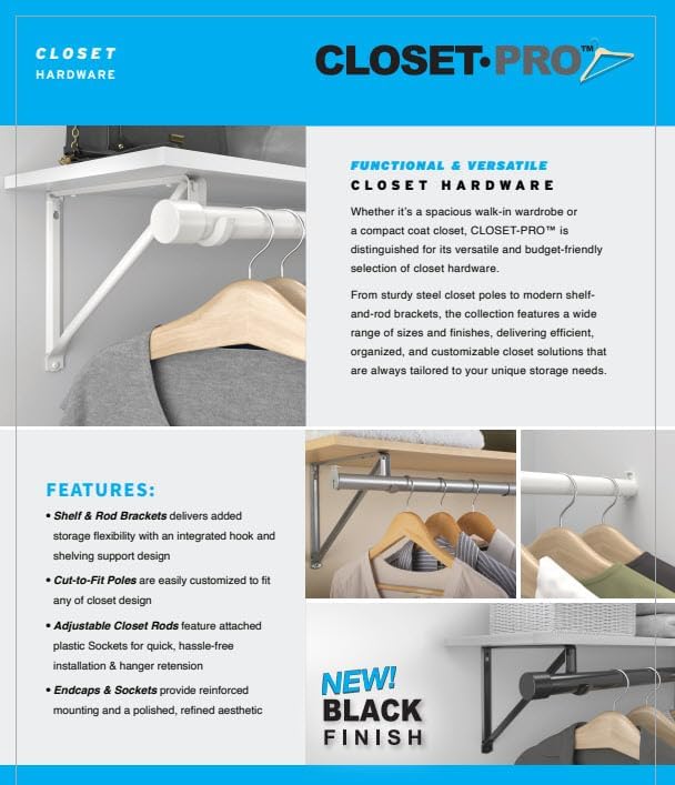 Knape & Vogt 0018-4 Closet Pro Closet Pole, 48-Inch, White