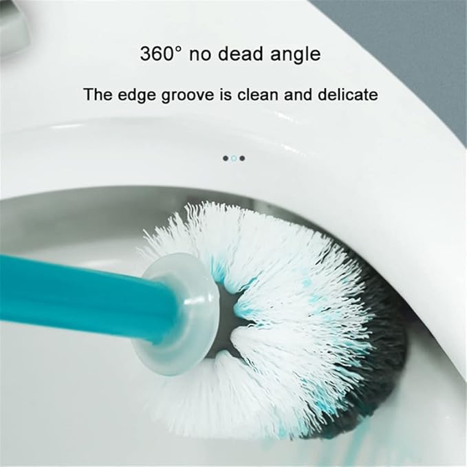 Toilet Brush Durable Cleaning Brush Perforated Wall-Mounted Spray Toilet Brush Dead Corner Long Handle Toilet Cleaning Brush for Home Bathroom Toilet Brush Holder (Blue) (Blue)