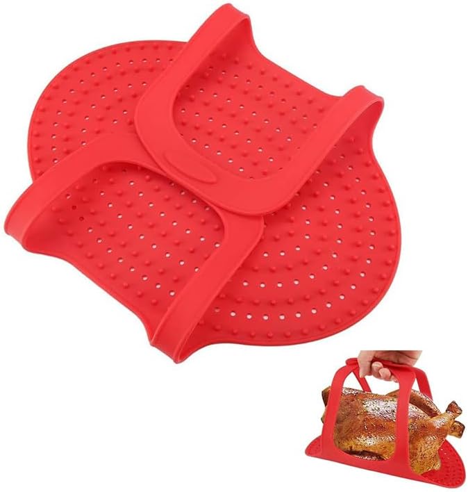 Silicone Turkey Lifter, Reusable Heat Resistant Non Stick Poultry Lifter Turkey Roasting Sling Oven Baking Mat for Home Cooking, 23.2 x 12.4 in