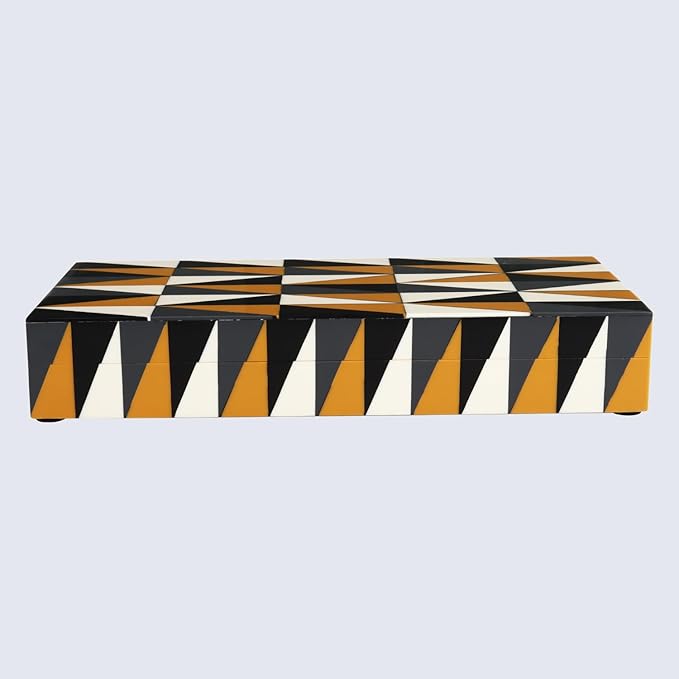 Handicrafts Home Large Decorative Storage Box with Lid, Coffee Table Storage Box, Decorative Remote Control Holder, Keepsake Storage Box for Living Room & Shelf Decor, Puzzle Guild 12 x 6 x 2