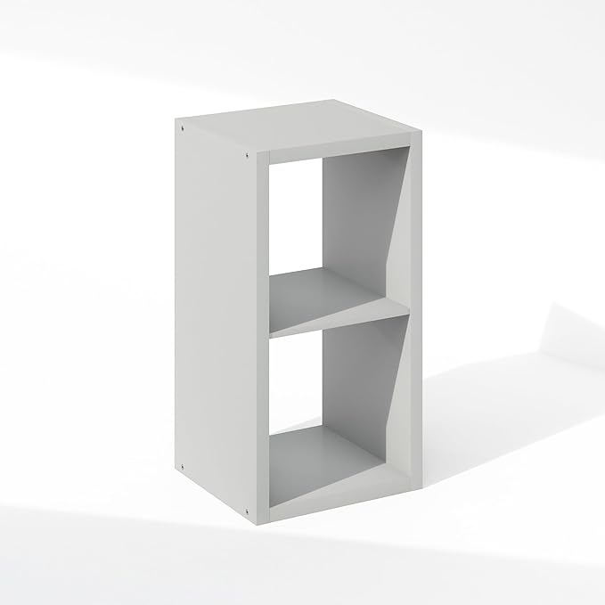 Furinno Cubic Extra Thick 2-Cube Closet Organizers and Storage, Light Grey | 14.6 x 16 x 30 in, Open Shelf Closet Storage, Closet Organizer, for Wardrobe, Bedroom, Living Room