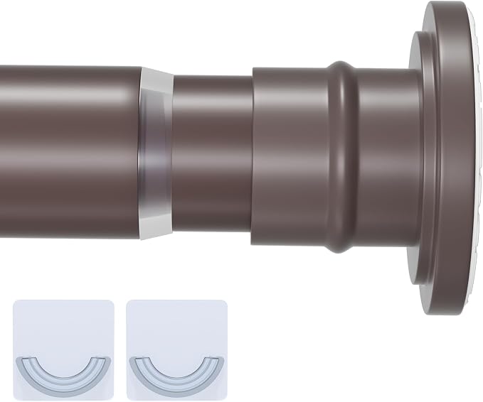 Spring Tension Rod 18-32 Inch, Small Shower Curtain Rod Bronze | Adjustable Heavy Duty Curtain Rod for Closet and Shower Use, Short Tension Rod Design for Small Spaces