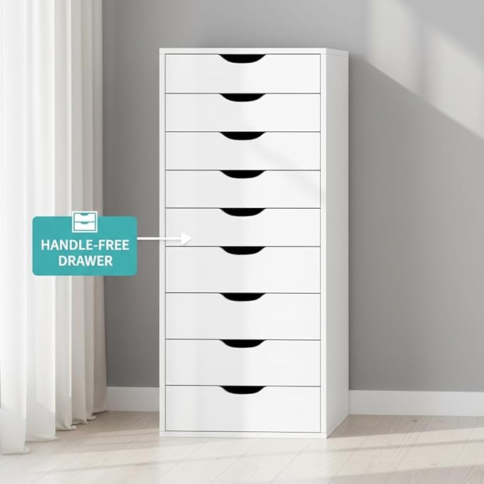 Slim Tall 9-Drawer File Cabinet for Small Offices – Narrow Office Storage Cabinet for Home Office, Modern Office File Cabinet Organizer for Cosmetics, Books.