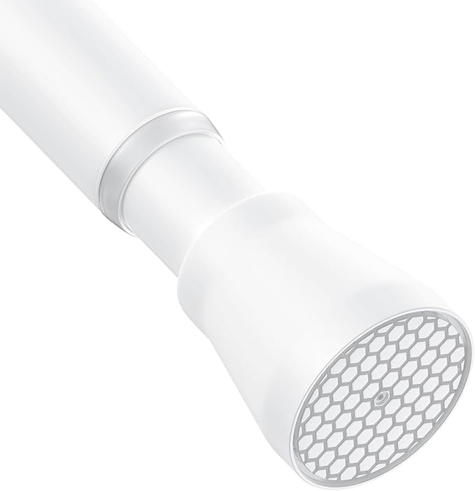 AIZESI White Shower Curtain Rod 43 to 73 Inch Adjustable No Drilling | Rust-Resistant, No Slip, Spring Tension Rods for Window, Bathroom, Kitchen, Doorway & Closet