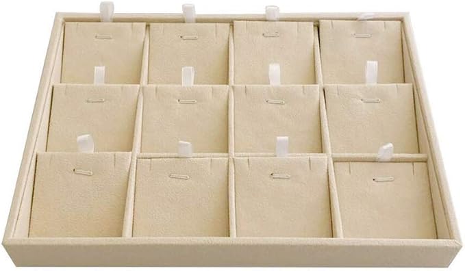 Premium Grade Beige Velvet Jewelry Organization Tray for Pendants Necklaces Store Show Tray Drawer Divider Closet Inserts