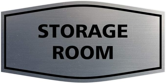 Signs ByLITA Fancy Storage Room Sign (Brushed Silver) - Small 2 Pack