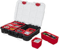 Keter Stack N' Roll Tool Organizer, Portable Small Parts Organizer with Removable Bins, Clear Lid, Lockable Storage Case for Screws, Nails, Fasteners & Hardware, Stackable Modular Tool Storage
