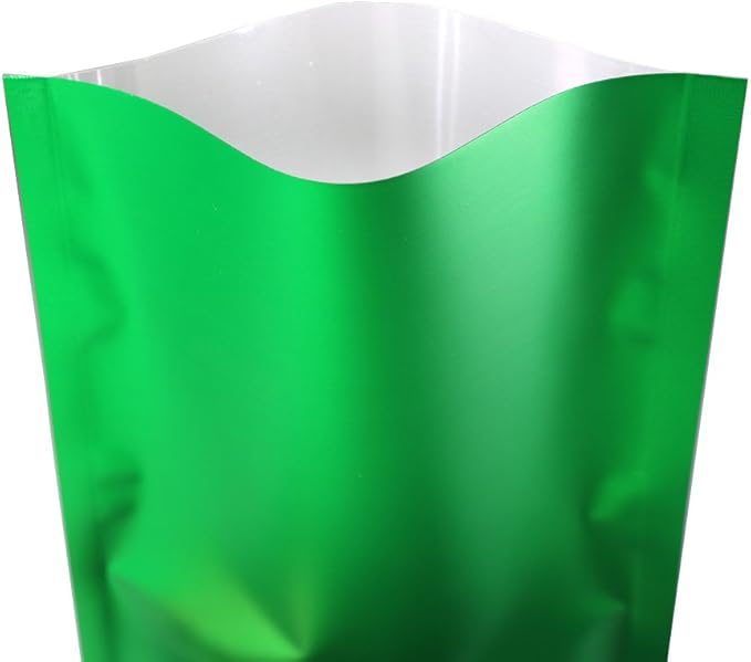 100PCS Customized Mylar Heat Seal Bags,Open Top Clear Packaging Bag with Tear Notch, Single-Side Printing for Logo/Text/QR Code (Green, 7 * 10CM/2.8"*3.9"-100PCS-One Color Print)