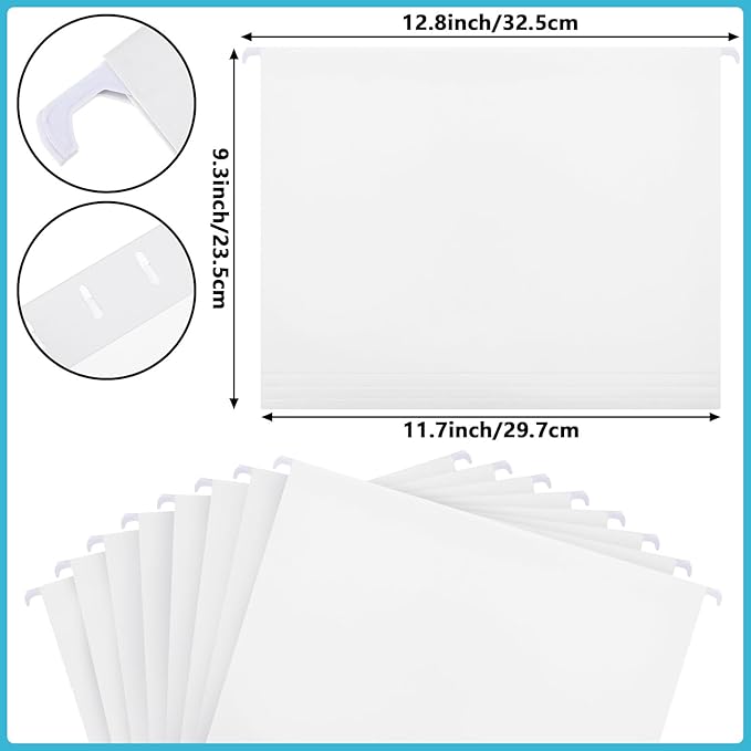 Dispowreath 24 Hanging File Folder with Acrylic Organizer for Letter/a4 Size Desktop Clear File Storage Box with Handles for Home Work Office Use(White,Classic)