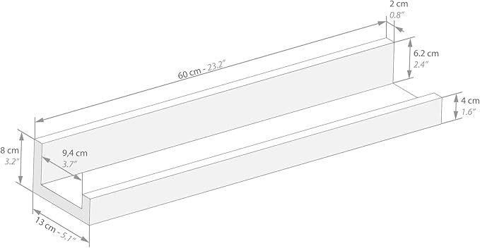 Mobili Fiver, Set of 2 First Picture Shelves, 23.62 in, Matt White, Made in Italy