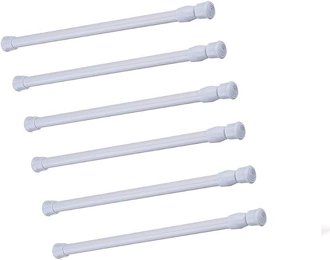 Tension Rods, 6 Pack Adjustable Spring Steel Cupboard Bars 21.6 to 35.4 Inches Tension Curtain Rod Shower Rod Closet Rod Tensions Rod Extendable Width