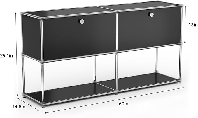Modern Storage Cabinet Black F Versatile Free-Standing Organizer for Living Room, Garage, Kitchen, Home Office Décor