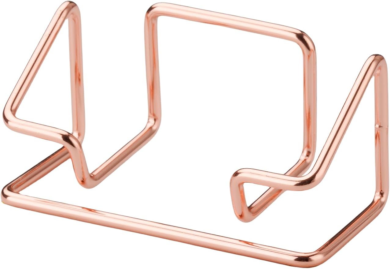 Business Card Holder for Desk, Cute Metal Card Organizers and Office Desk Accessories for Men and Women (Rose gold)