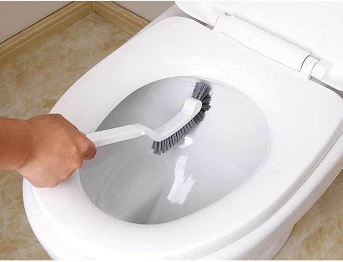 Toilet Brush Plastic Toilet Brush Holder Arc Shape Long Handle Soft Hair Toilet Cleaning Set Home Bathroom Toilet Brush and Holder Toilet Tools (Color : Grey) (Grey White)