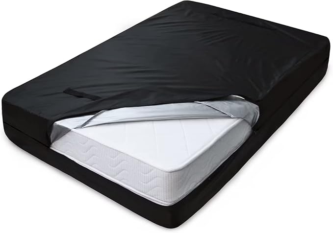 Mattress Bags for Moving and Storage, Heavy Duty Twin XL Mattress Bag with 4 Strong Handles, Waterproof Mattress Cover/Protector for Moving Twin XL Size, Reusable Thick Tarp, Black