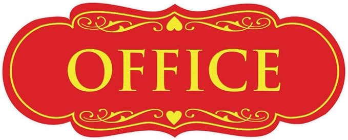 All Quality Designer Office Sign | Easy Installation - Red/Yellow - Small (1 Pack)