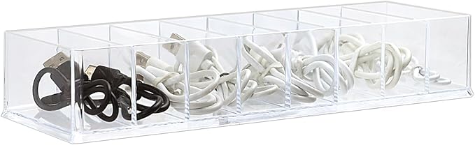 ZEXALOR Clear Drawer Organizer, 8 Sections Clear Organizer Drawer Dividers Office Desk Tray Bathroom Makeup Jewelry Trays (9.8×3.1×1.7")