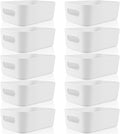 Zopeal Plastic Storage Bins 10 Pcs White Pantry Organizer Bins Small Baskets Storage Containers for Home Kitchen (12 x 8 x 5 Inches)