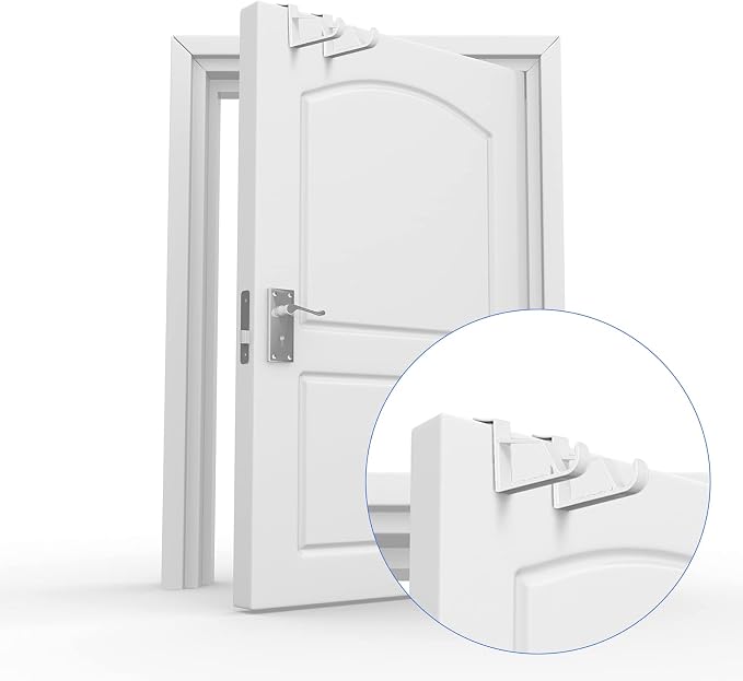 Space Saving Plastic Over Door Hooks Door Hanger Hooks Multi Hanging Storage Organizers Door Hangers Door Towel Hooks for Coats, Towels, Bags, Hats, Scarves Home Accessories (White,4 Pieces)