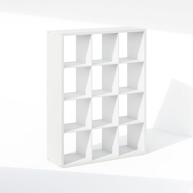 Furinno Cubic Extra Thick 12-Cube Closet Organizers and Storage, White | 14.6 x 44 x 58 in, Open Shelf Closet Storage, Closet Organizer, for Wardrobe, Bedroom, Living Room