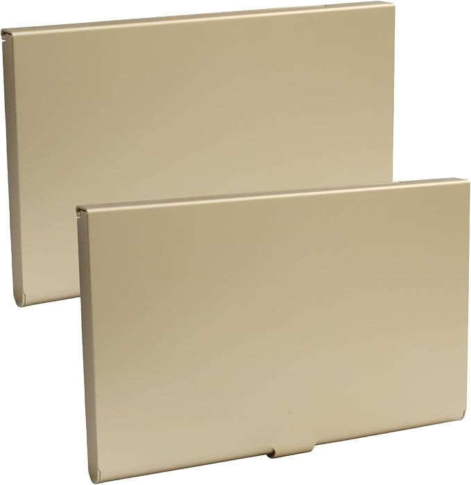 2 Pack Slim Business Card Case, Professional Pocket Metal Case with Buckle Closure, Card Holders for Men and Women, Champagne Gold