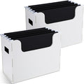 2 Pcs Portable Desktop File, Side Handles, Filing Organizer, Hanging File Folders, Letter Size for Schools Office Home (White)