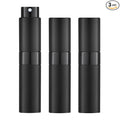 LISAPACK 8ML Atomizer Perfume Spray Bottle for Travel (3 PCS) Empty Cologne Dispenser, Portable Sprayer Travel Essentials for Men and Women (Black)