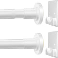 CorkLatta White Shower Curtain Rod,1 Inch Diameter Stainless Steel Adjustable Spring Tension Rods 32 to 68",with Holders,Anti-Slip,Curtain Rods No Drilling(1 Pack)