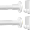 CorkLatta White Shower Curtain Rod,1 Inch Diameter Stainless Steel Adjustable Spring Tension Rods 32 to 92",with Holders,Anti-Slip,Curtain Rods No Drilling(1 Pack)