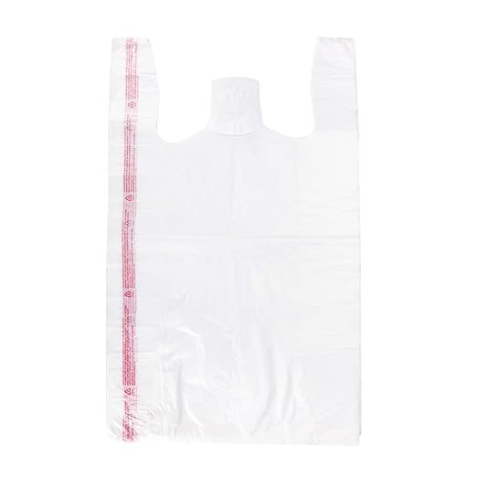 SSWBasics Large Clear Plastic T Shirt Bags 18 x 8 x 30 Case of 500 - Clear Plastic Bags with Handles - Durable Clear Shopping Bags - Versatile Clear Shopping Bags with Handles for Groceries and