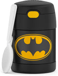 THERMOS FUNTAINER Insulated Food Jar, 10 Ounce, Kid Friendly Food Jar with Foldable Spoon, Batman