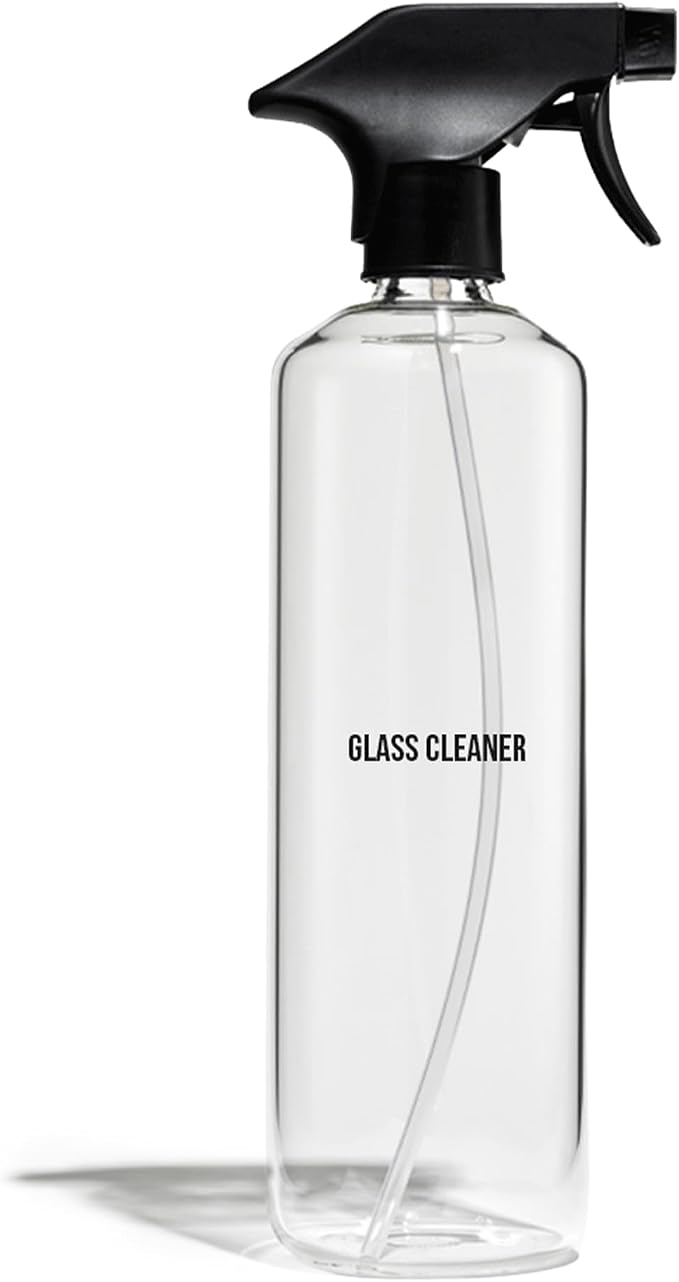 Public Goods Empty Glass Spray Bottle for Glass Cleaner | Refillable Spray Bottle for Cleaning | Made with Clear Borosilicate Glass for Windows, Mirrors | BPA Free | 24 Oz