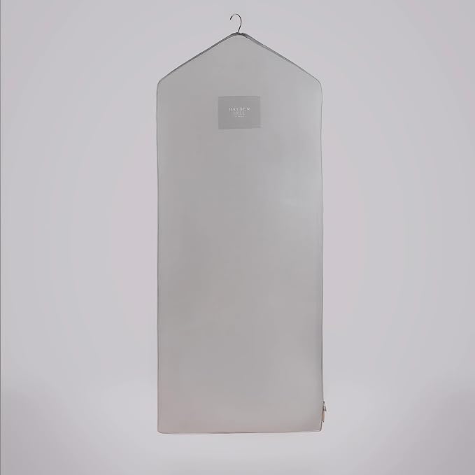 Hayden Hill Luxury Organic Cotton Garment Bag for Hanging Clothes Long 58" | Full Length Breathable Dress Bag, Moth Proof Hanging Garment Bags For Closet Storage, Certified Carbon Neutral, Gray